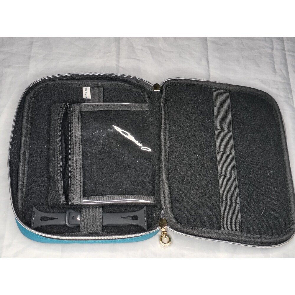 Teamoy Teal Quilted Basketweave Exterior Watch Band Storage Case - Picture 4 of 8